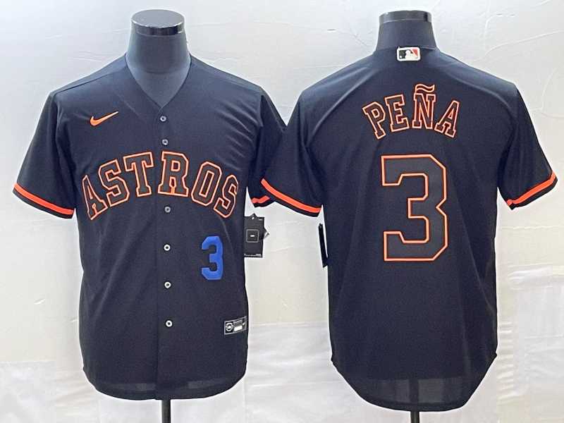 Men%27s Houston Astros #3 Jeremy Pena Number Lights Out Black Fashion MLB Cool Base Nike Jerseys->houston astros->MLB Jersey